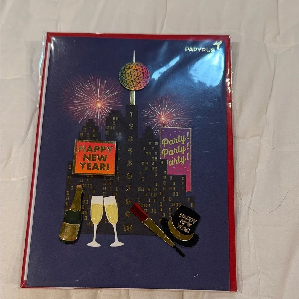 Papyrus Festive New Year Card - Blue and Gold